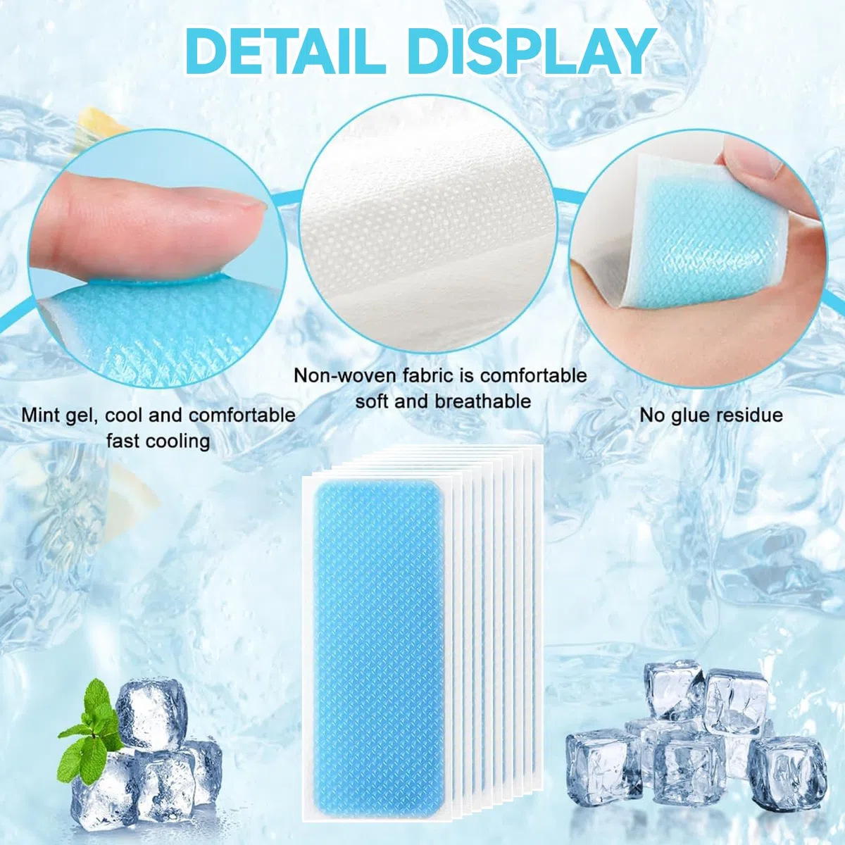Patch di raffreddamento, 40 patch in gel rinfrescanti per rinfrescare e alleviare il calore, il dolore e la stanchezza, per febbre ed emicrania