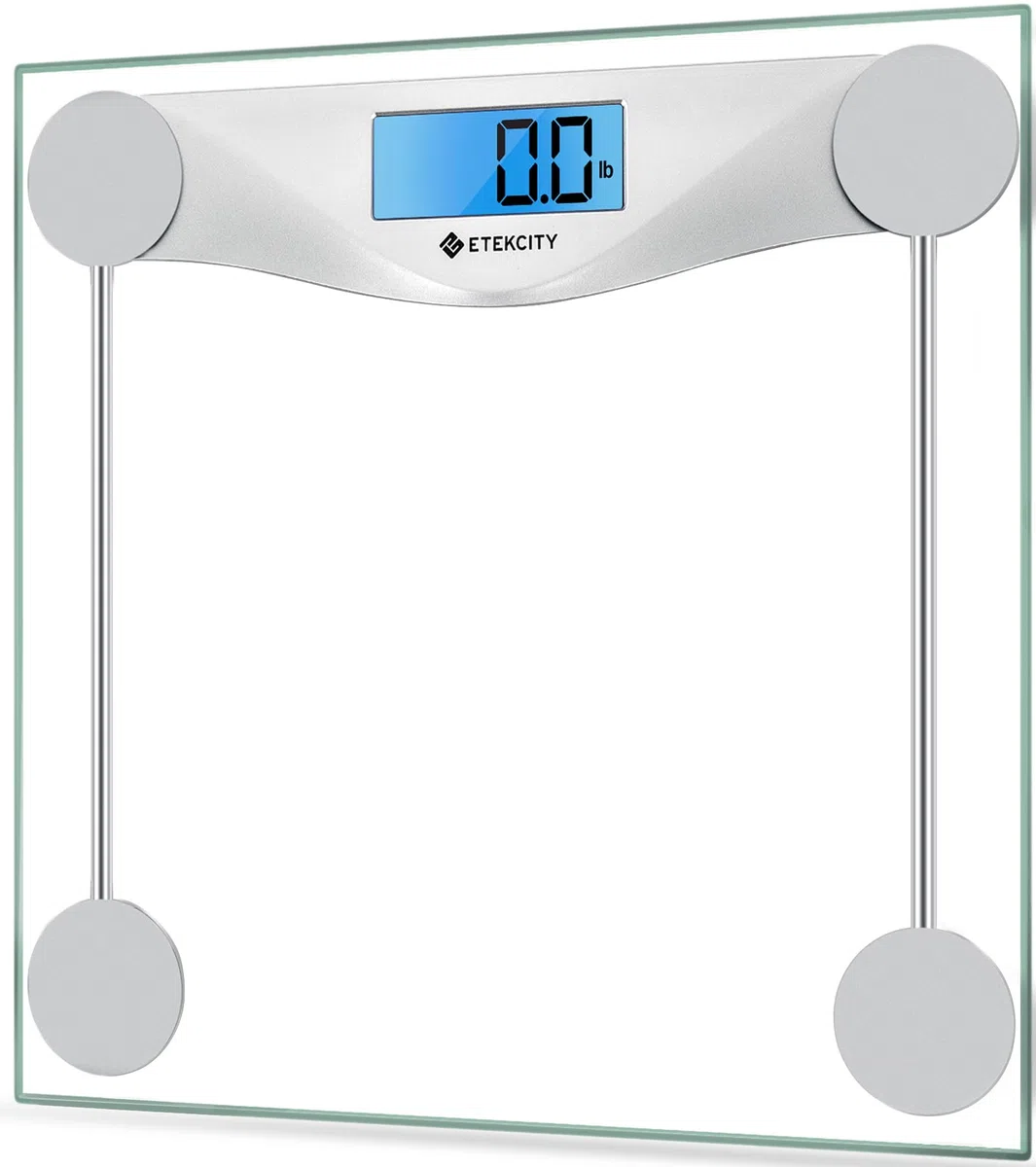 Etekcity Bilancia per peso corporeo, bilancia da bagno con display LCD trasparente, tecnologia di misurazione ad alta precisione (0,1 kg/max 180 kg), design ultra sottile da 6 mm, vetro temperato