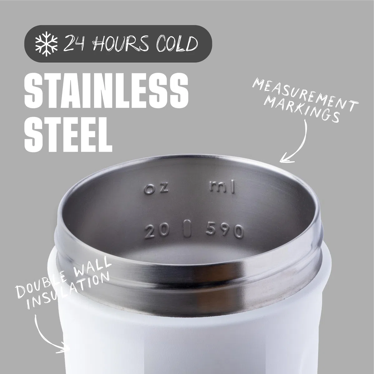 BlenderBottle Strada - Borraccia termica in acciaio inox, con BlenderBall, shaker per proteine e shaker per il fitness, senza BPA, a doppia parete, isolata sottovuoto – bianco, 375 g