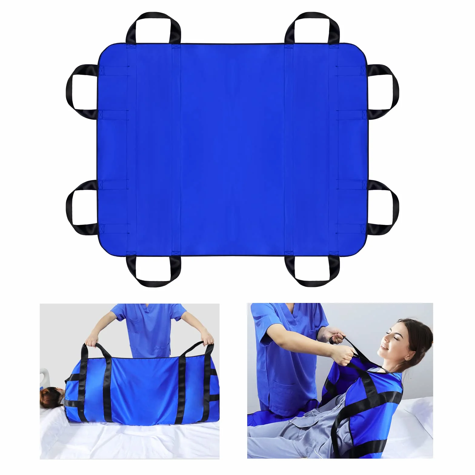 [LOSCHEN] Scheda di trasferimento per pazienti, con otto manici, adatta per persone in sovrappeso, anziani e pazienti che devono essere trasferiti (blu 48 x 40 pollici)