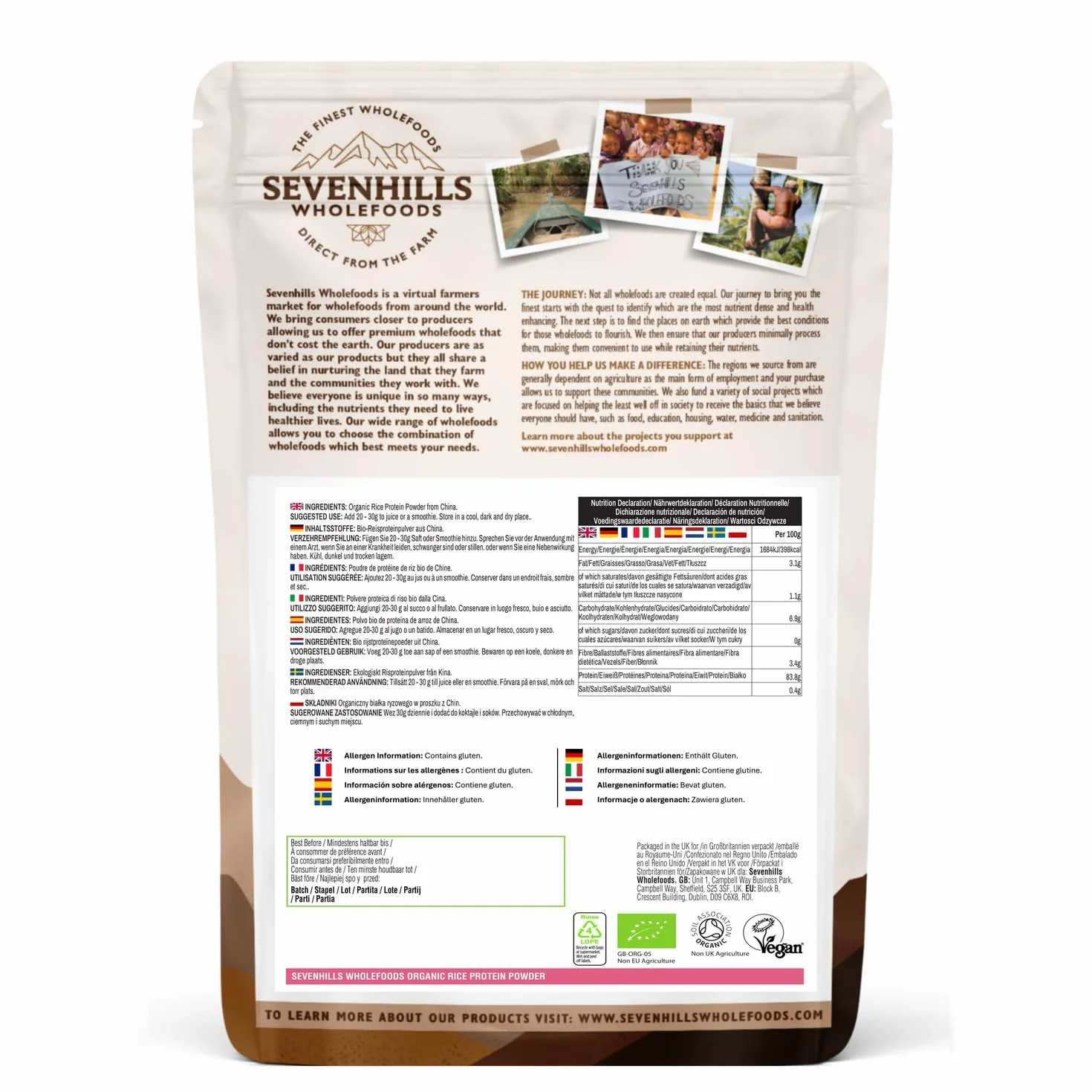 Sevenhills Wholefoods Polvere Proteica Di Riso Bio 1kg