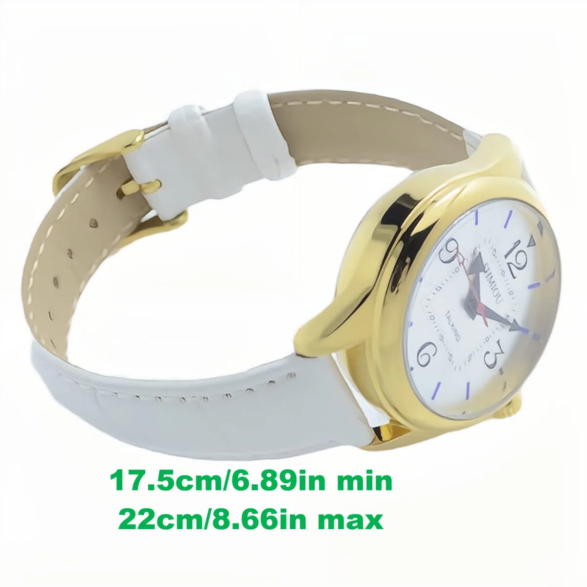 XM-FR-230401 - Orologio parlante francese per ciechi per anziani ipovedenti, bianco, Cinghia