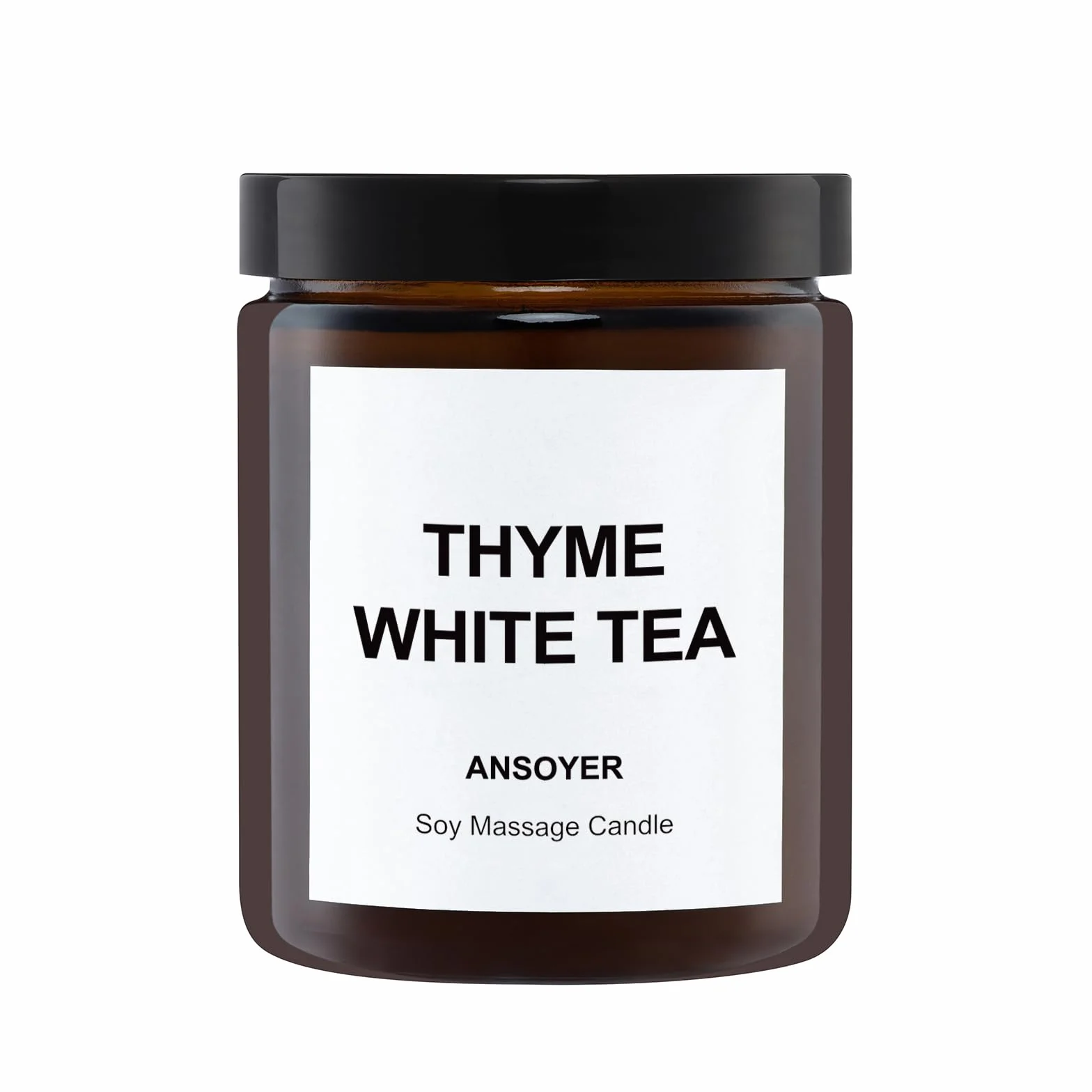 Candela da massaggio 200 g I Candela rilassante I Realizzata con olio di cocco + olio di soia I Candele da massaggio | Idratante e nutriente per la Spa domestica (Timo Tè bianco)