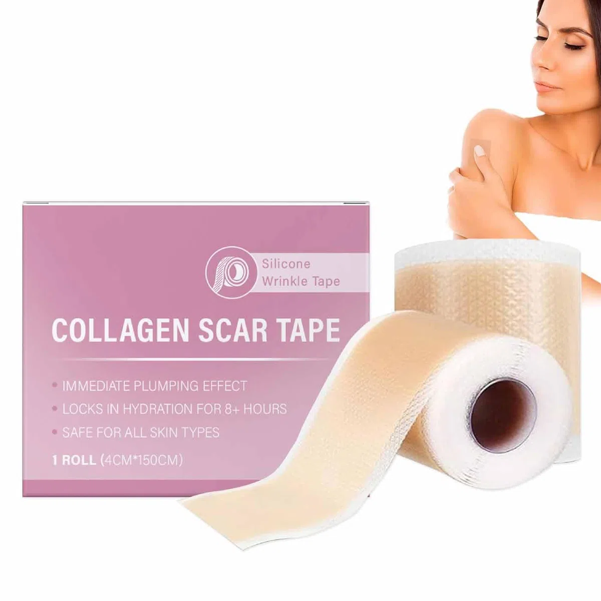 2pcs Silicone Scar Tape,Face Collagens Scar Tape,Silicone Care Patch Scars Tapes,Silicones Anti-Wrinkles Facial Sheets,Smooths Fine Lines,Extra-Large 59-Inch Roll,for All Skin Types