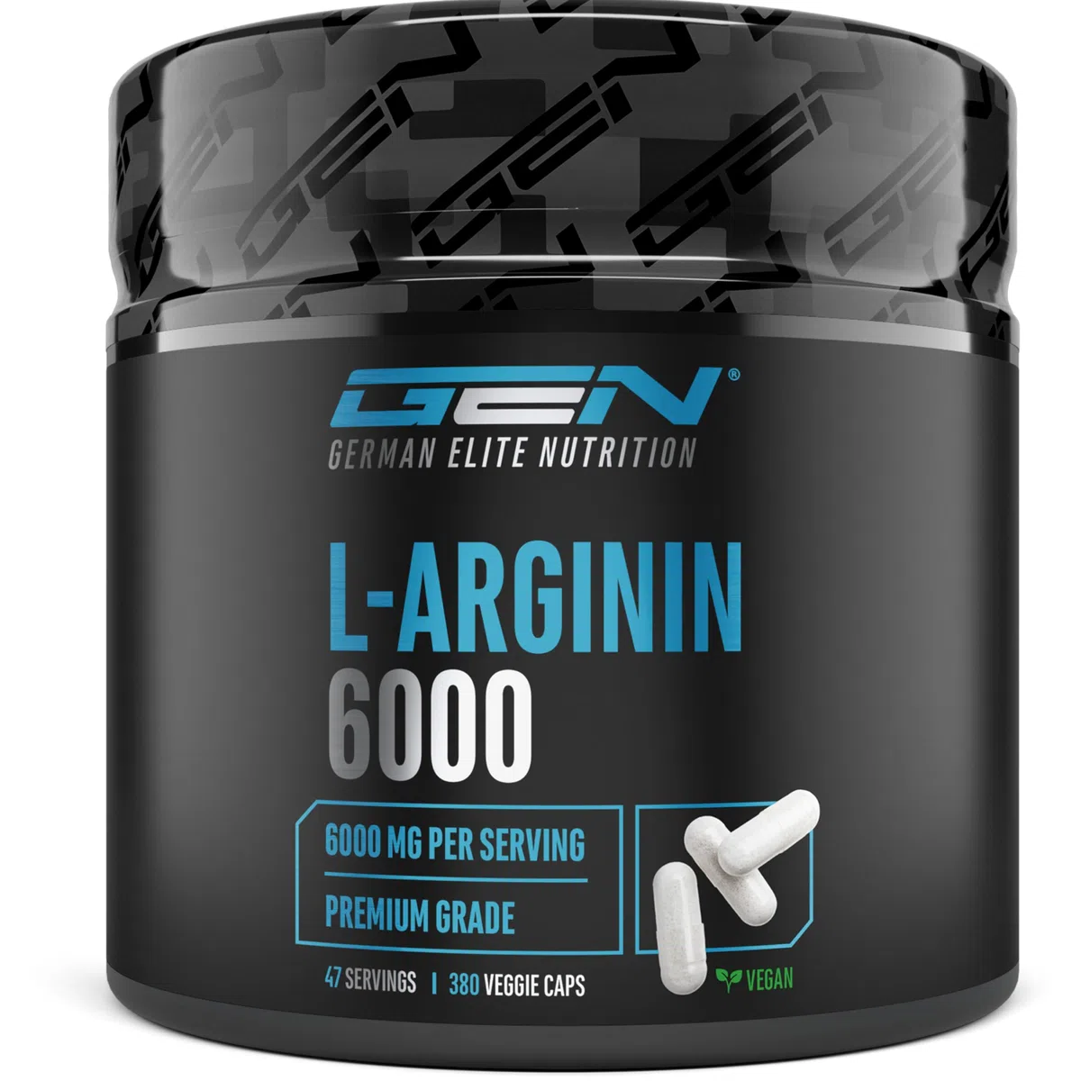 L-Arginin – 380 capsule vegane – 6000 mg di L-arginina HCL per porzione giornaliera con 4980 mg di arginina pura – Amminoacido ad alto dosaggio di origine vegetale