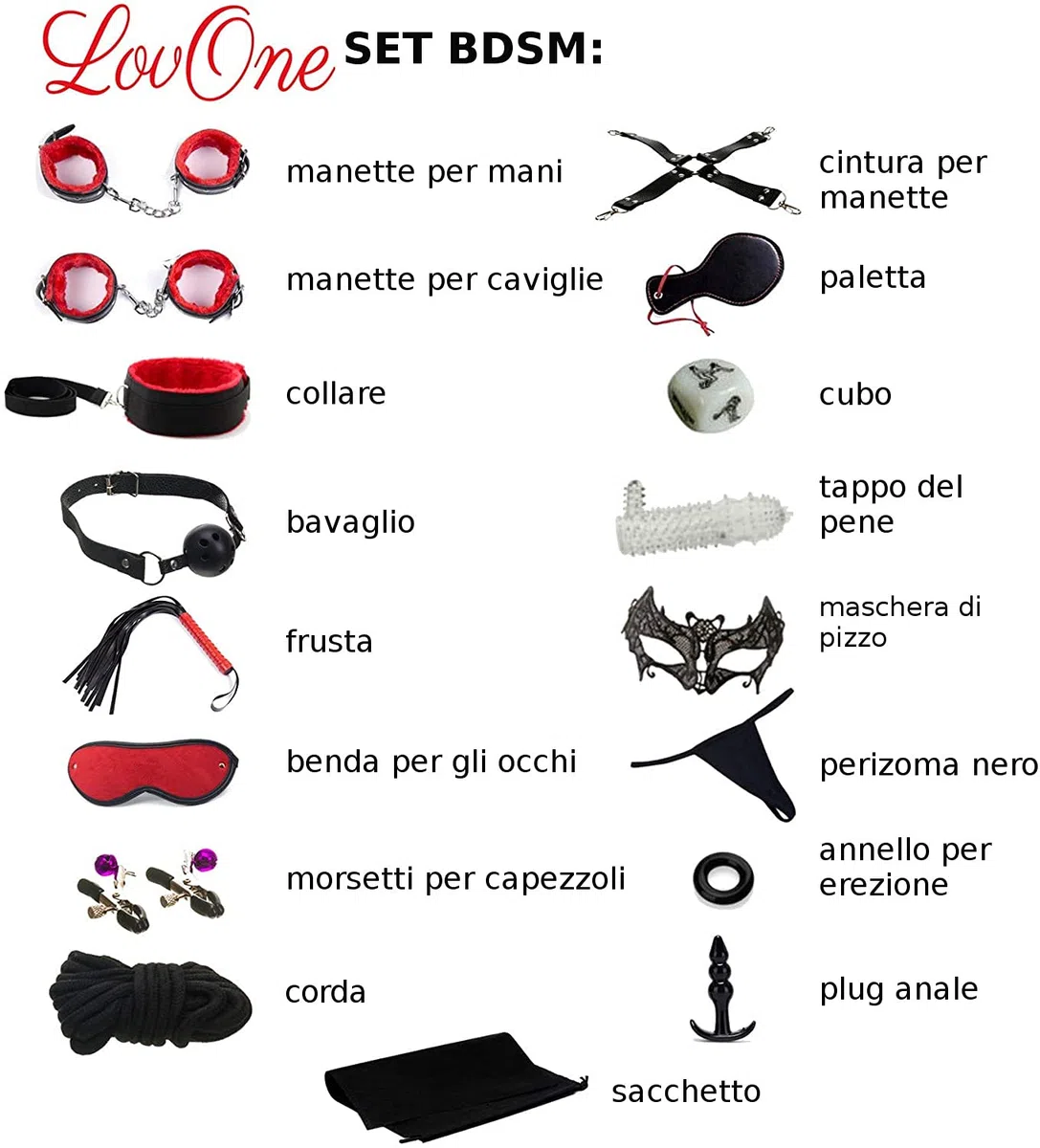 Set bondage 18 pezzi, perfetto per i principianti e gli esperti, manette e maschera per gli occhi, sex toy per le coppie, amanti del sesso, Set schiavitù, nero e rosso