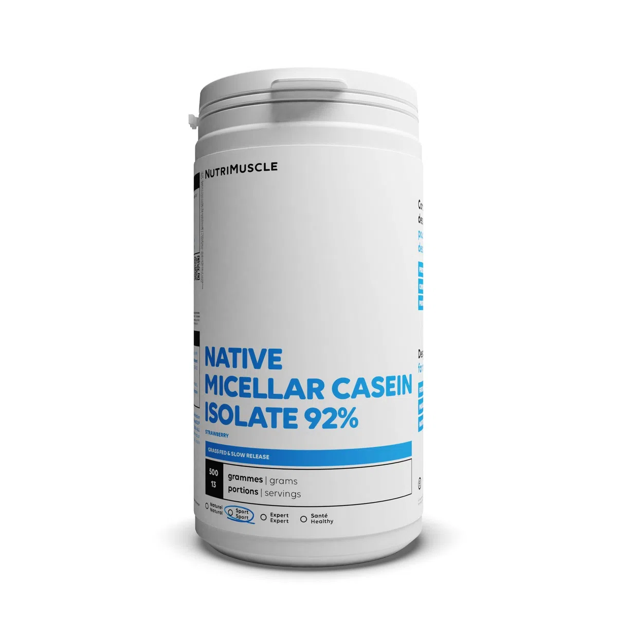 Nutrimuscle Caseina Micellare Isolata | Purezza record 92% - Costruzione muscolare - Soppressore dell'appetito - Assimilazione molto lenta - Non OGM - Costruzione muscolare e fitness (500 g)
