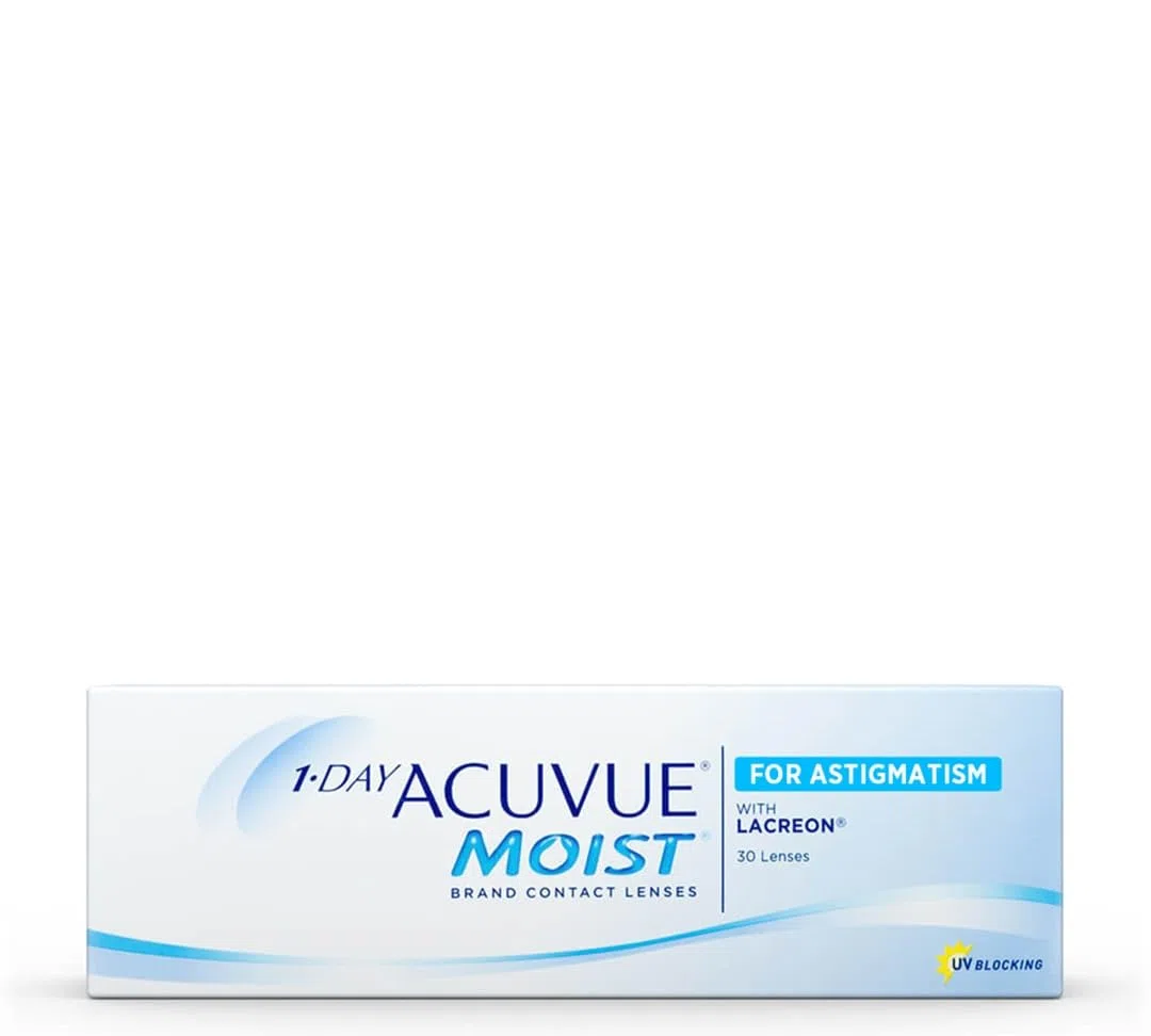 ACUVUE 1-DAY Acuvue MOIST for ASTIGMATISM - Lenti a contatto giornaliere; protezione UV;-4.00 diottrie; Cilindro -1.75 ; Asse 130 ; BC 8.5; DIA 14.50; 30 lenti
