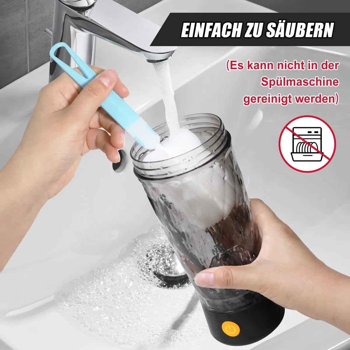 SOARFLY Shaker elettrico, 650ml shaker proteine elettrico, bottiglia per shaker per proteine ricaricabile USB C, shaker elettrico con scomparto per polvere, senza BPA, nero