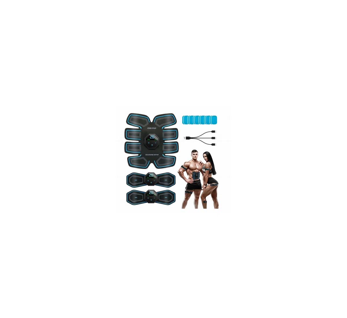 Elettrostimolatore Muscolare, Cintura Addominali Stimolatore, 10 modalità e 20 intensità, Elettrostimolatore Glutei/Addome/Braccia/Gambe per Donne Uomini