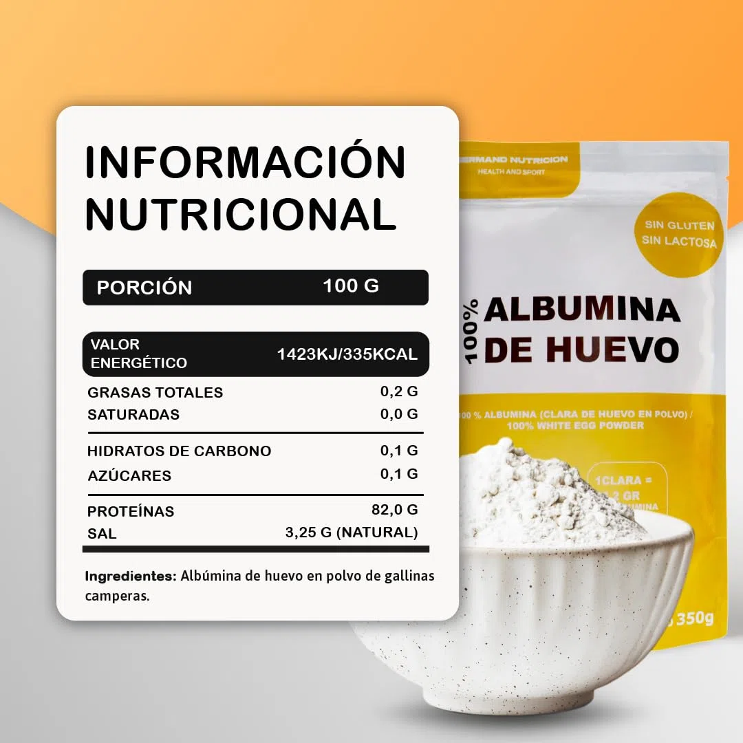Albume d'uovo ecologico in polvere (350g) | Bianco d'uovo ecologico in polvere | Albumina d'uovo | Senza additivi | Prodotti senza lattosio | Presentazione in sacchetto Zip