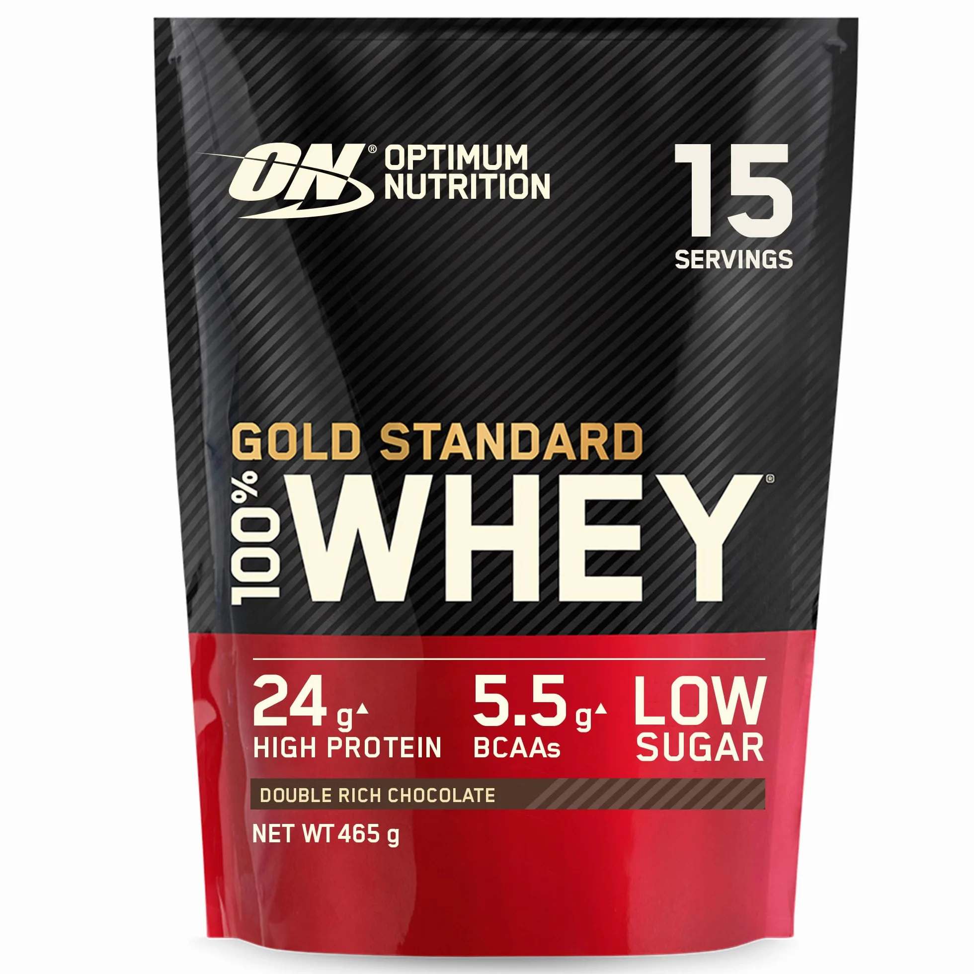 Optimum Nutrition Gold Standard 100% Whey, Proteine in Polvere, Gusto Doppio Cioccolato, 465g, 15 Porzioni