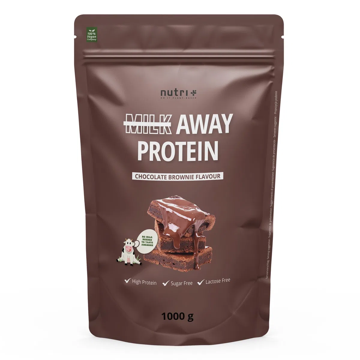 Nutri + Proteine vegane in Polvere Brownie al Cioccolato - Proteina vegan senza Soia da 1kg - Proteine 5 K da Piselli, Grano saraceno, Semi di Canapa, Riso e Semi di Zucca Chocolate Brownie
