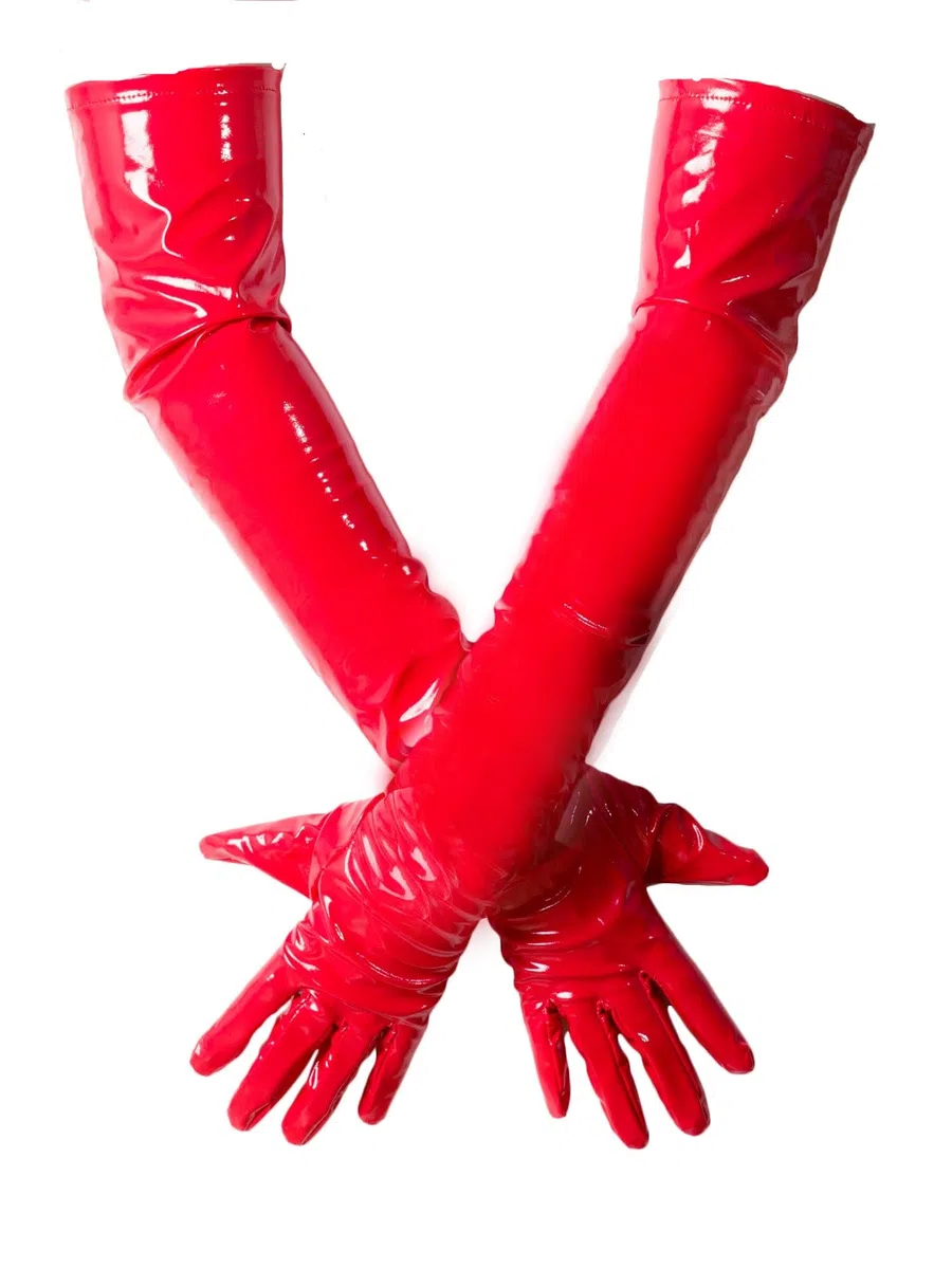 Guanti lunghi da donna in PVC - rosso taglia e lunghezza aderenti
