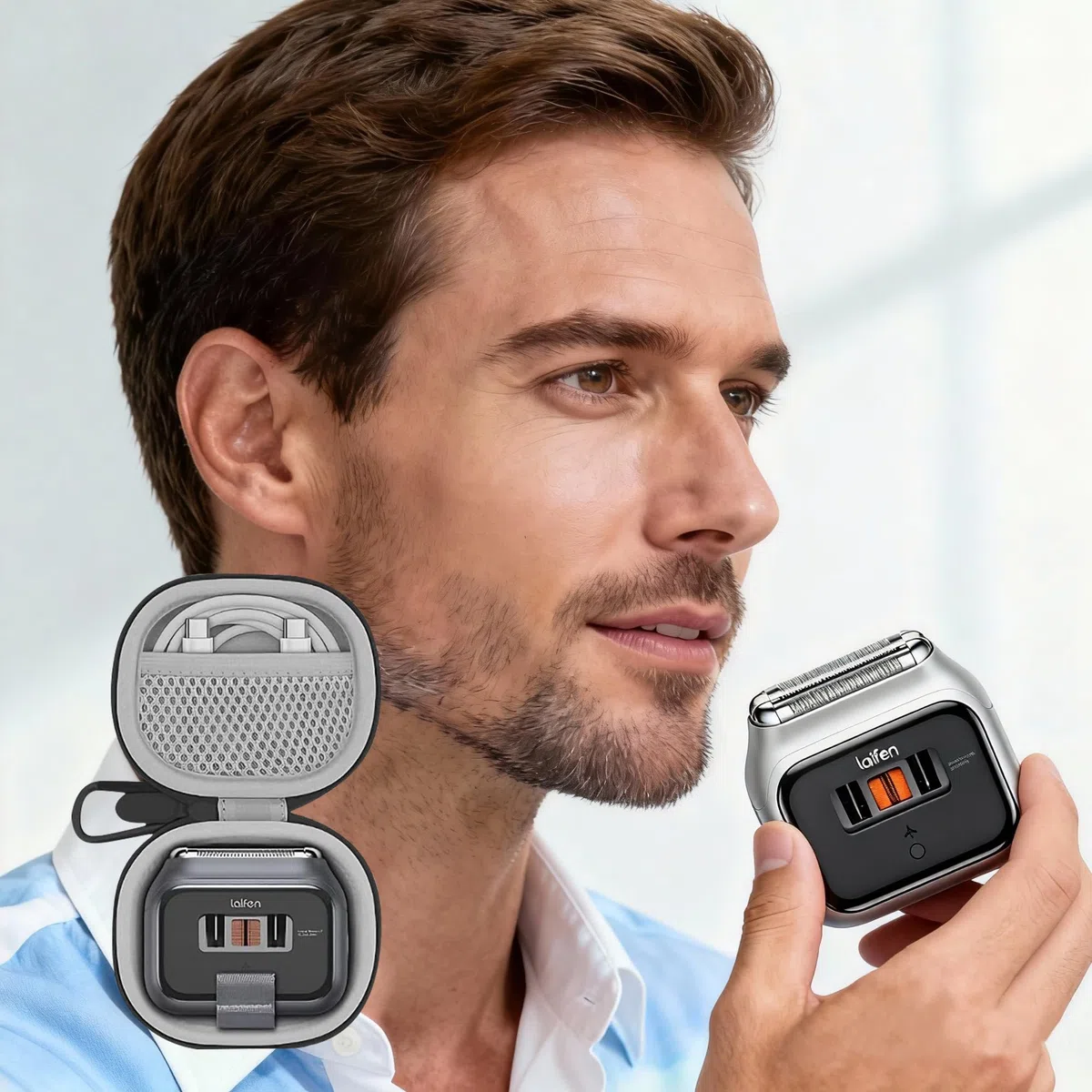 Custodia per rasoio elettrico compatibile con Laifen P3 Pro, custodia protettiva rigida compatta da viaggio con tasca in rete per accessori per rasoio, nero