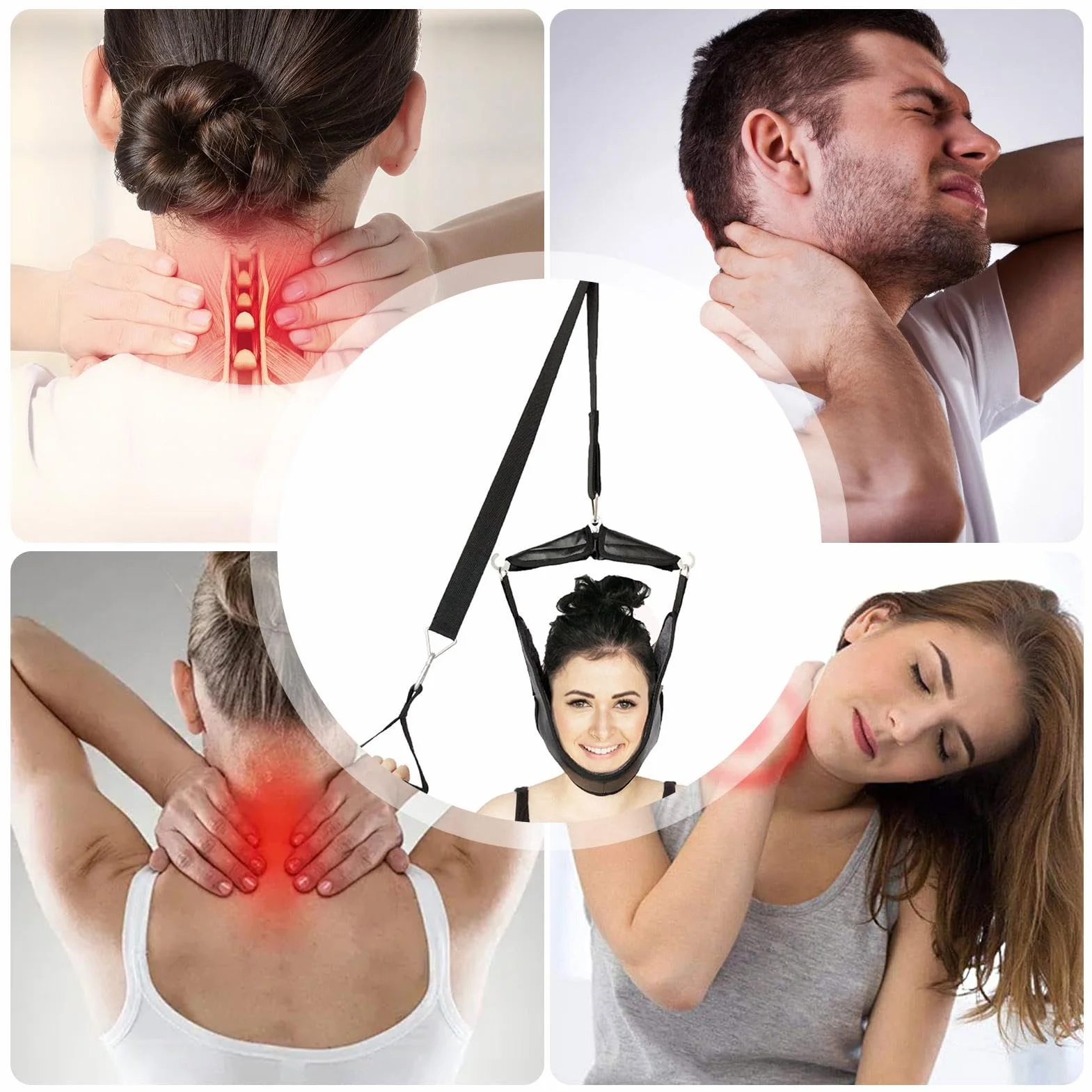 Raddrizzatore cervicale portatile – trazione per il collo | Set di allungamento della colonna vertebrale sopra la porta | Correzione della trazione del collo | Dispositivo di trazione per il collo |