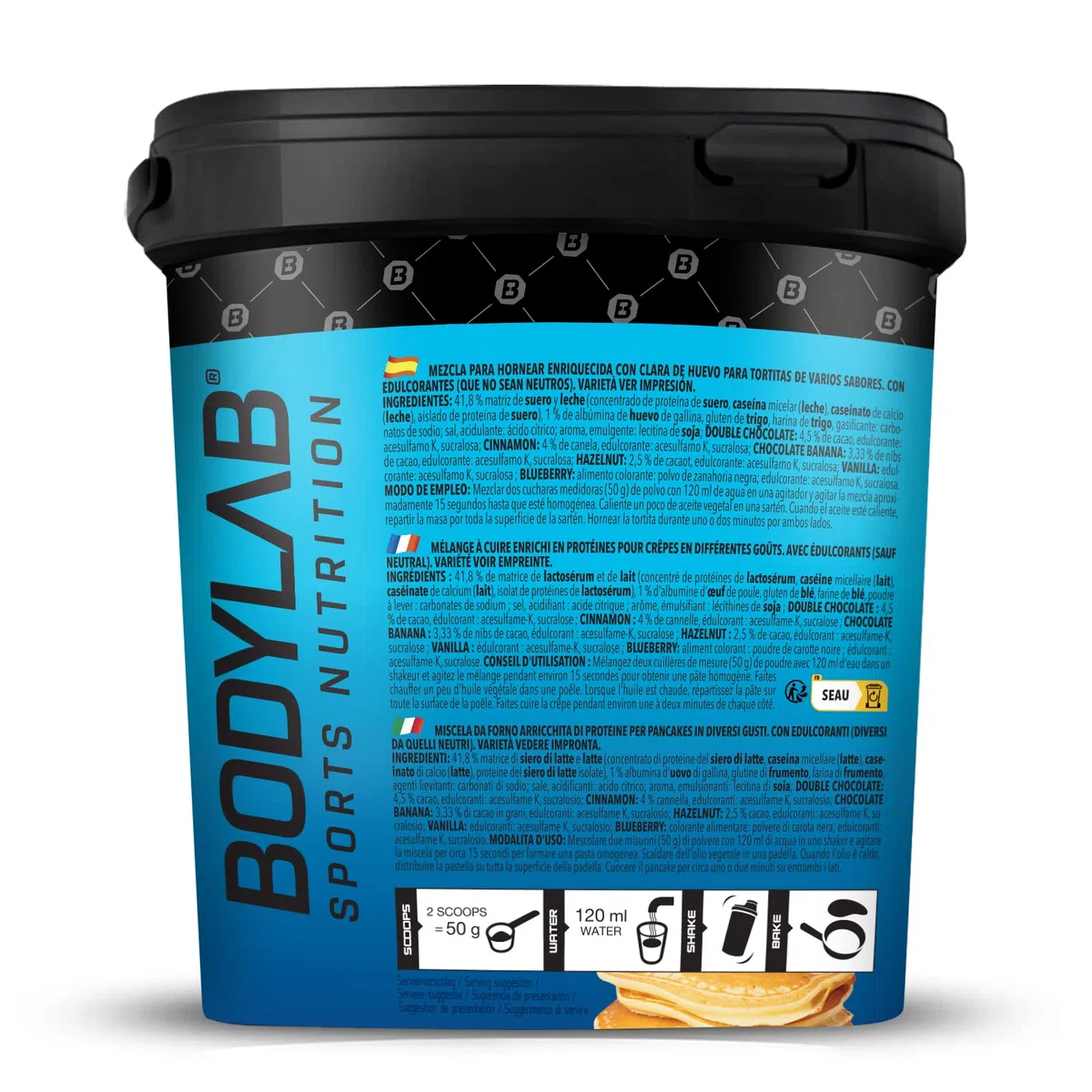 Bodylab24 Mix per pancake proteici Protein-6 Pancake Cannella 1kg, polvere per pancake con quasi il 60% di proteine, polvere proteica multicomponente