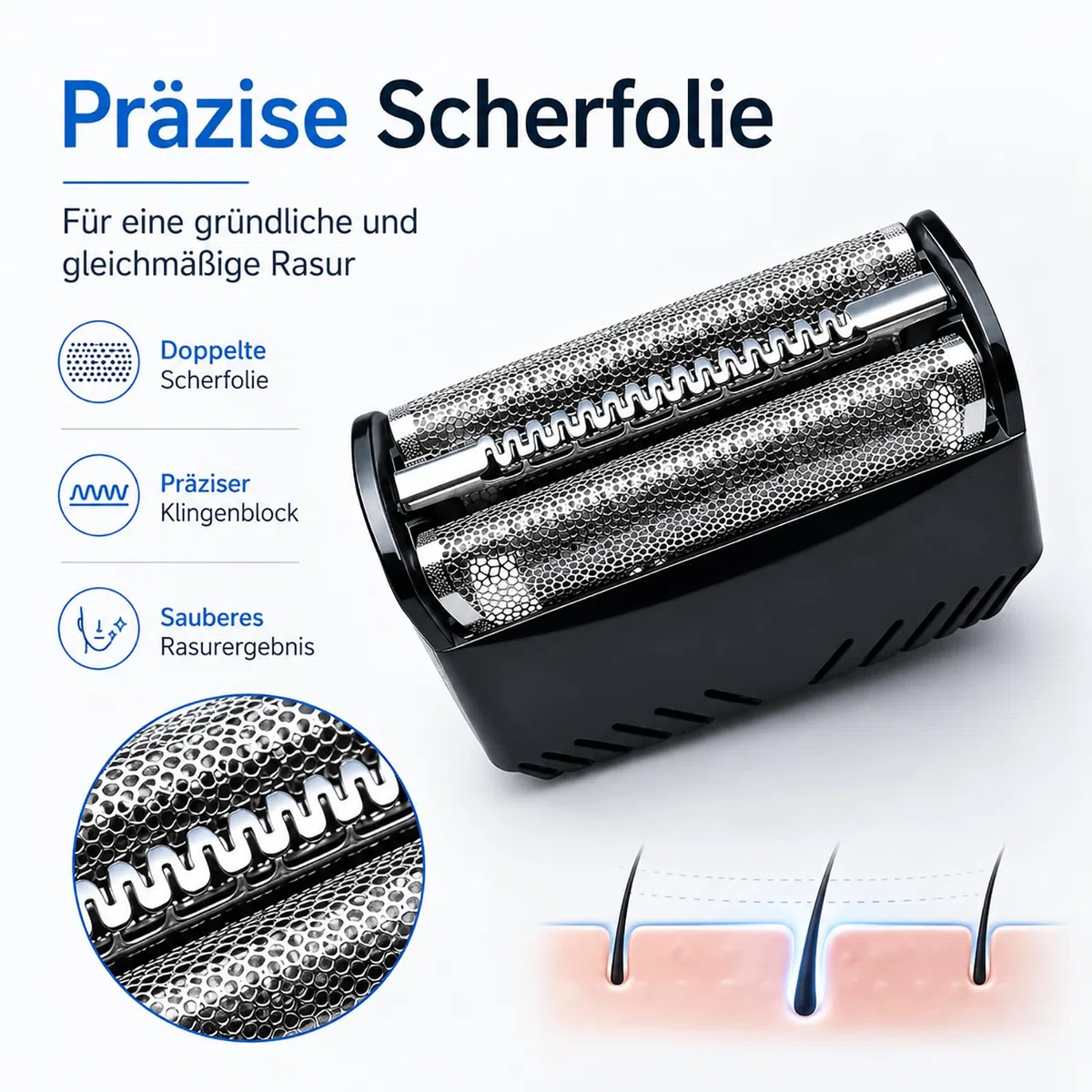 Poweka testina di rasatura compatibile con Braun 30B - Lama di alta qualità per rasoio a lama combinata per Braun Serie 3 30B / Serie 7000/4000