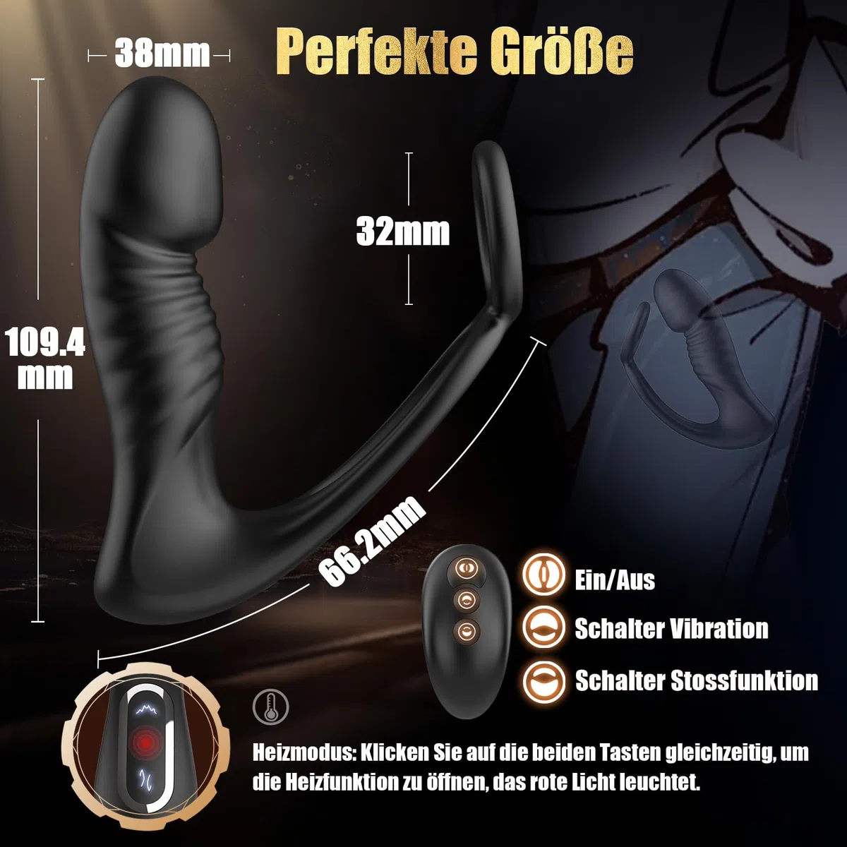 Cacuola Plug Analesex Vibratoreper Uomo,vibratore Anale per Uomo Prostata Telecomando Sexy Toys Uomo Stimolatore Prostatico Maschile con l'anello del Pene,Plug Sex con 7 Telescopico & 10 Vibrazioni