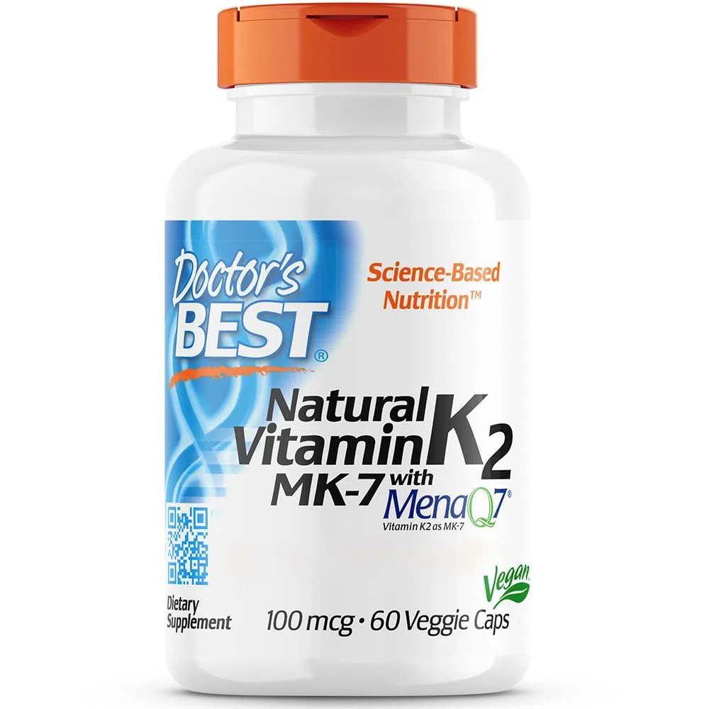Doctor's Best, Natural Vitamin K2, MK-7 con MenaQ7, 100mcg, 60 Capsule vegane, Testato in Laboratorio, Senza Glutine, Senza Soia, Vegetariano