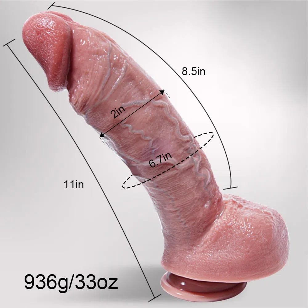 Enorme e spesso fallo da 28 cm, grande fallo realistico in silicone con struttura estremamente ampia, curva e ondulata, fallo XXXL con ventosa morbida per giochi vaginali e anali maschili o femminili