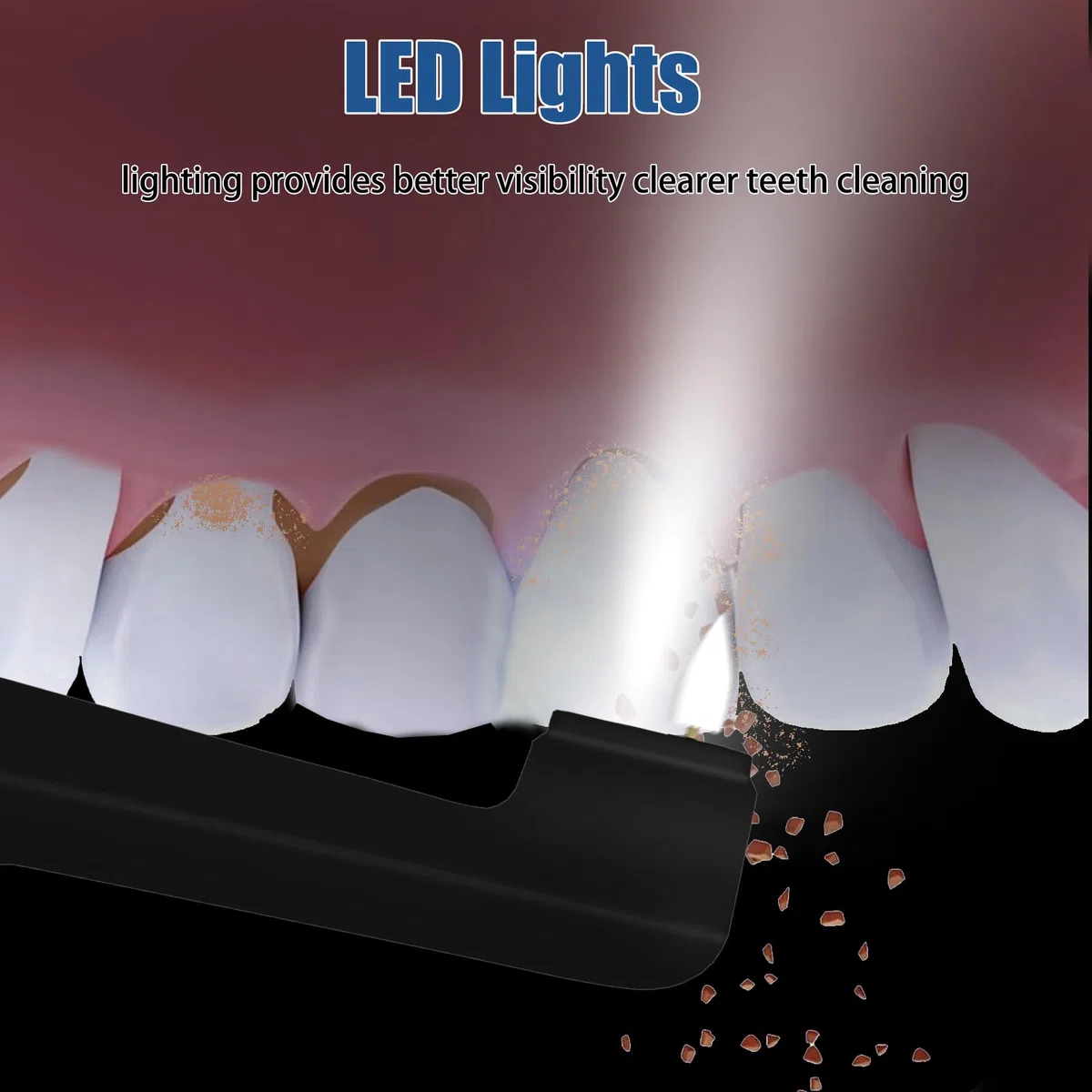 Pulitore Dentale Multifunzionale, Lucidatore Elettrico Professionale con LED, Impermeabile IPX6, Kit per Rimozione Tartaro e Placca, Bianco e Nero (Nero)