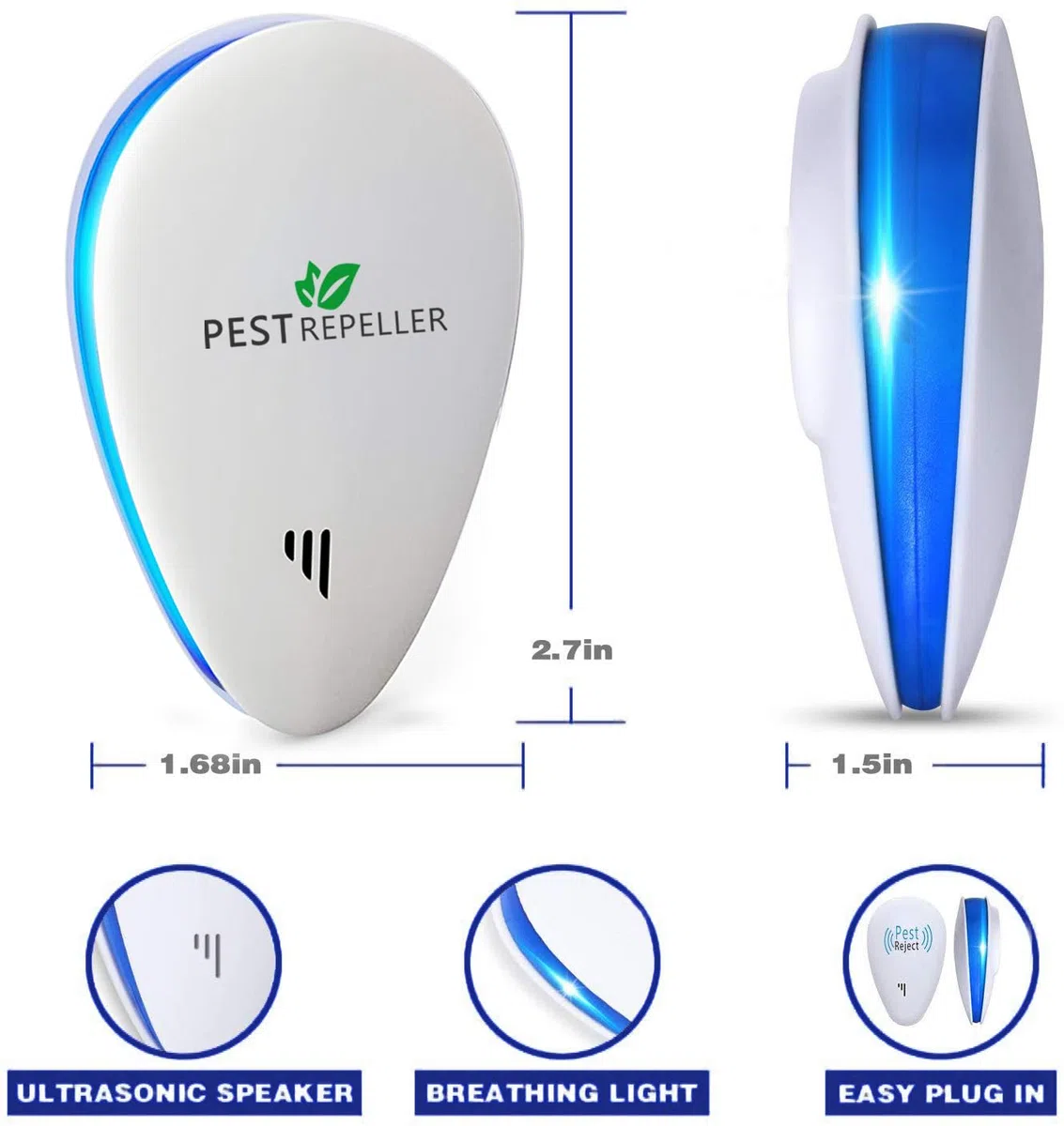 Antizanzare Ultrasuoni,Repellente Ultrasuoni Anti Zanzare,Repellente a Ultrasuoni per Insetti 4 Pezzi,Anti Insetti,Zanzare, Scarafaggi,Formiche,Ragni