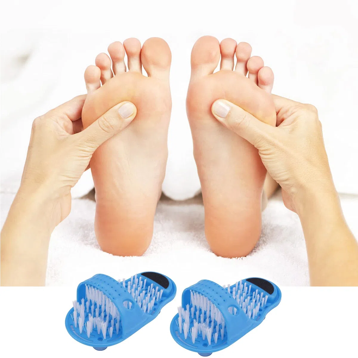 Bagno Foot Cleaner,Tianher 2 Pezzi Spazzola Lavapiedi da Doccia Piede Suola Massaggio Strumento Detergente con Ventosa Pantofola Massaggiatore (tacco nero)