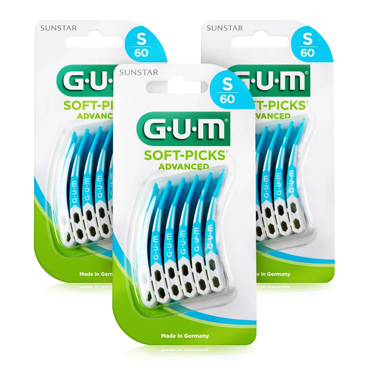 GUM SOFT-PICKS ADVANCED Scovolini Interdentali in Gomma/Per Rimuovere Placca e Residui di Cibo/Raggiunge facilmente anche i denti posterior S - [3x60]