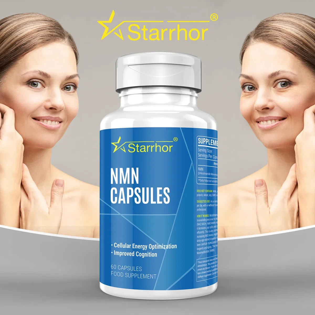 Integratori NMN da 500 mg Capsula ad alta resistenza, mononucleotide di nicotinamide - NAD+ potenziatore di energia e antietà e antiossidante, metabolismo energetico 60 Unità (2 Pack)