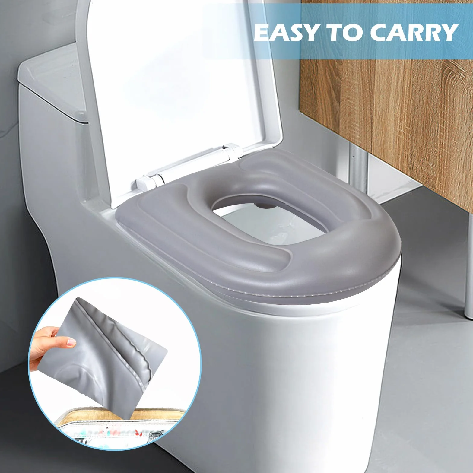 Vegena Cuscino gonfiabile per WC con ventosa, sedile WC regolabile in altezza, impermeabile, per adulti disabili anziani
