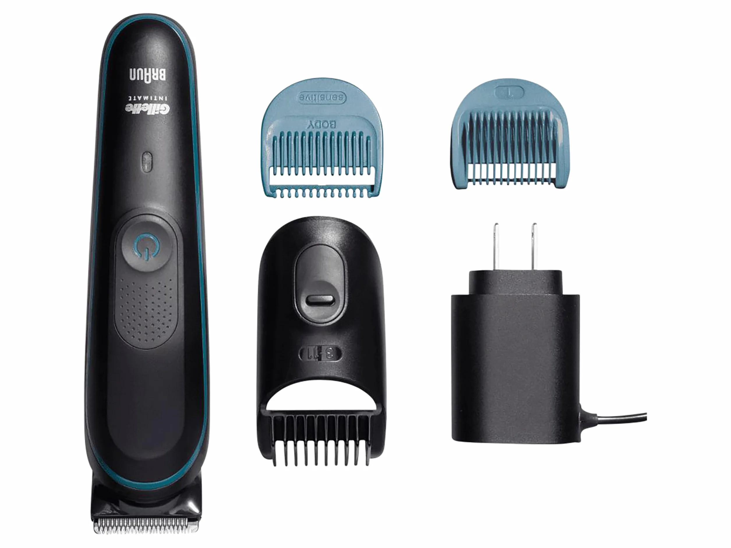 Gillette Intimate Trimmer uomo i5 per la zona intima, SkinFirst rasoio intimo uomo con lame affilate a vita, impermeabile, senza fili per applicazioni a umido e a secco