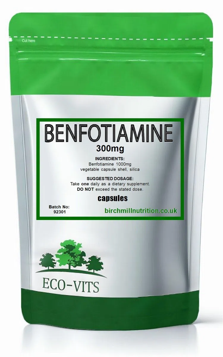 ECO-VITS BENFOTIAMINA (300mg) 60 CAPS. Imballaggio Riciclabile. Sacchetto sigillato
