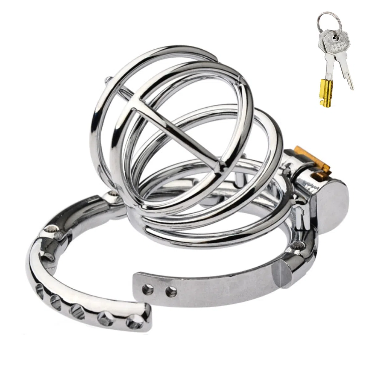 BDSMLOVE Gabbia di Castità in Metallo, Gabbia per Pene Gabbia Castità Regolabile Cintura di Castità Uomo, Set di Giocattoli Sessuali Schiavo Giocattoli Sessuali per Uomini (B)