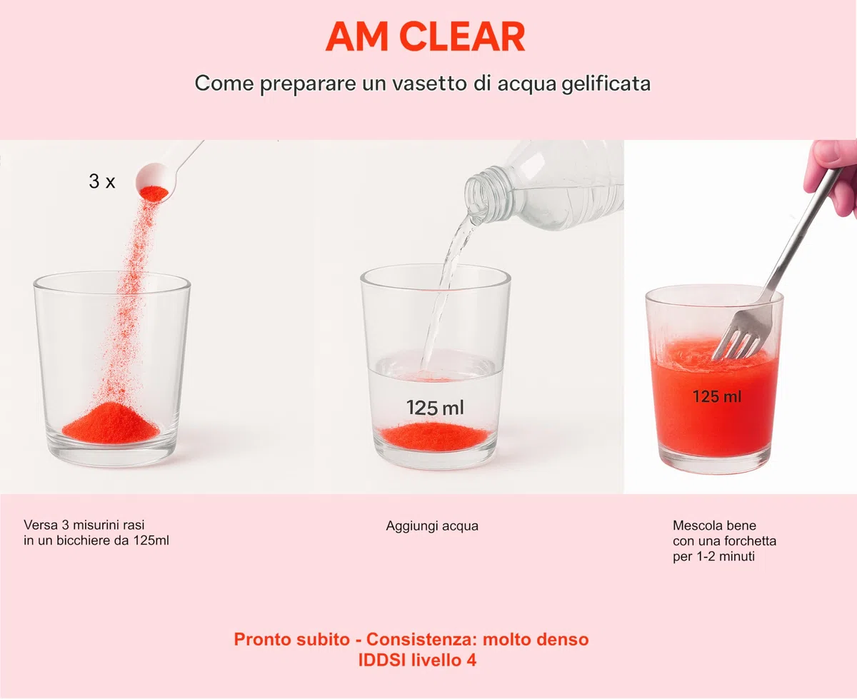 AM CLEAR, Acqua Gelificata, Polvere per 55 Vasetti da 125g, Gusto Granatina