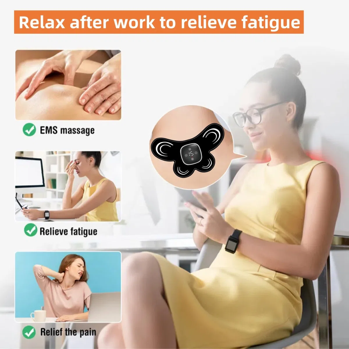 Dispositivo TENS Portatile Senza Fili,Elettrostimolatore Antidolorifico,Funzione Calore Per Alleviare il Dolore,Rilassamento Muscolare e Gestione Del Dolore,Ricaricabile 15 Modalità Per il Trattamento