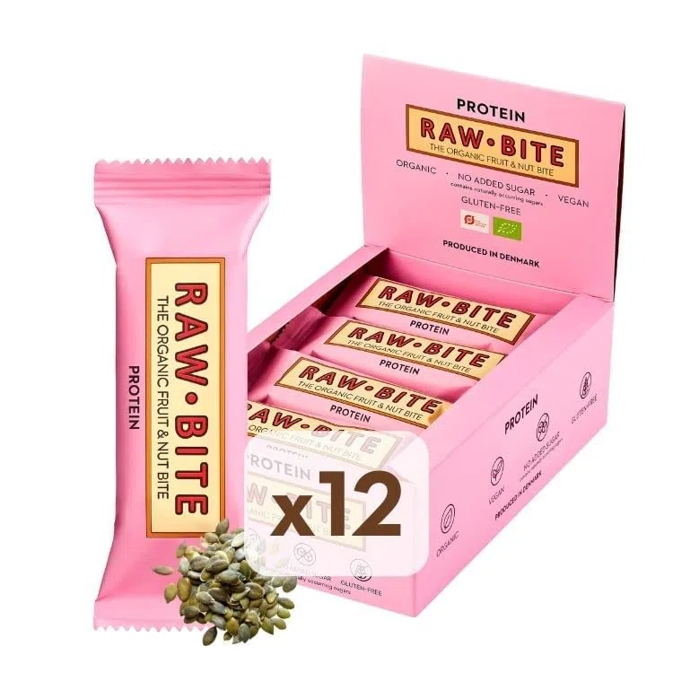 RAWBITE Bio, Barretta di frutta e noci in scatola, 12 pezzi, vegan, senza glutine e senza lattosio, confezione grande, confezione da 12
