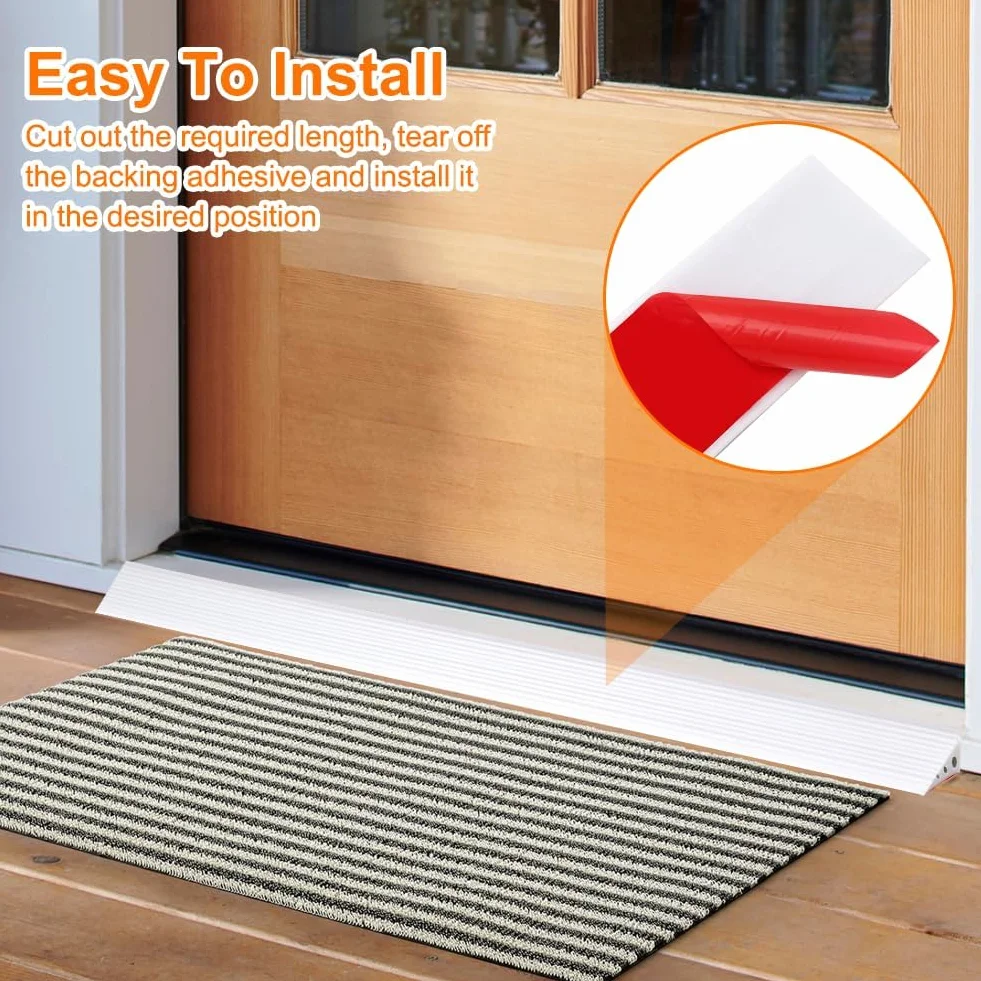 Rampa di Soglia per Porta in TPE, Altezza 2.5 cm, Carico Max 500 kg, Antiscivolo | per Sedie a Rotelle Elettriche, Passeggini, Robot Aspirapolvere, Disabili | Design Resistente (Bianco, 100x6.5x2.5cm)