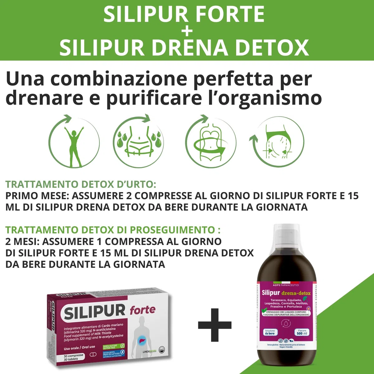 Agips Silipur Forte Fegato Disintossicante Forte Depurativo Con Cardo Mariano N-Acetilcisteina 30 compresse (2 Scatole)