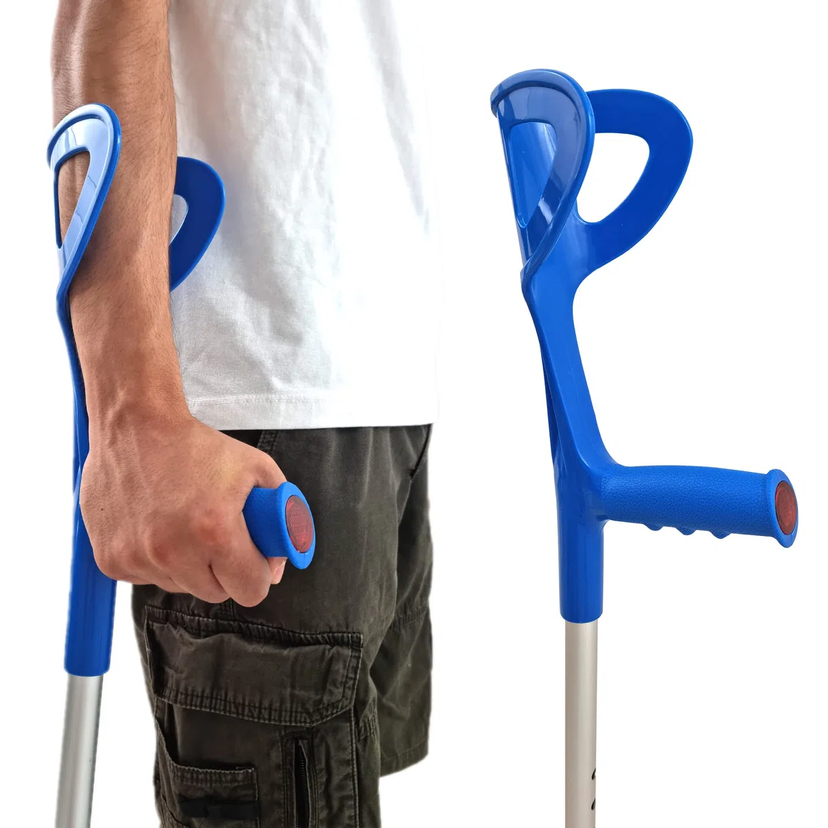 AZIONE SALUTE - Stampelle (x2 unità), Stampelle Ortopediche Regolabili per Adulti, Stampelle Canadesi Ortopediche, Stampella Regolabile, Stampelle Antiscivolo, Dispositivo Medico Classe 1