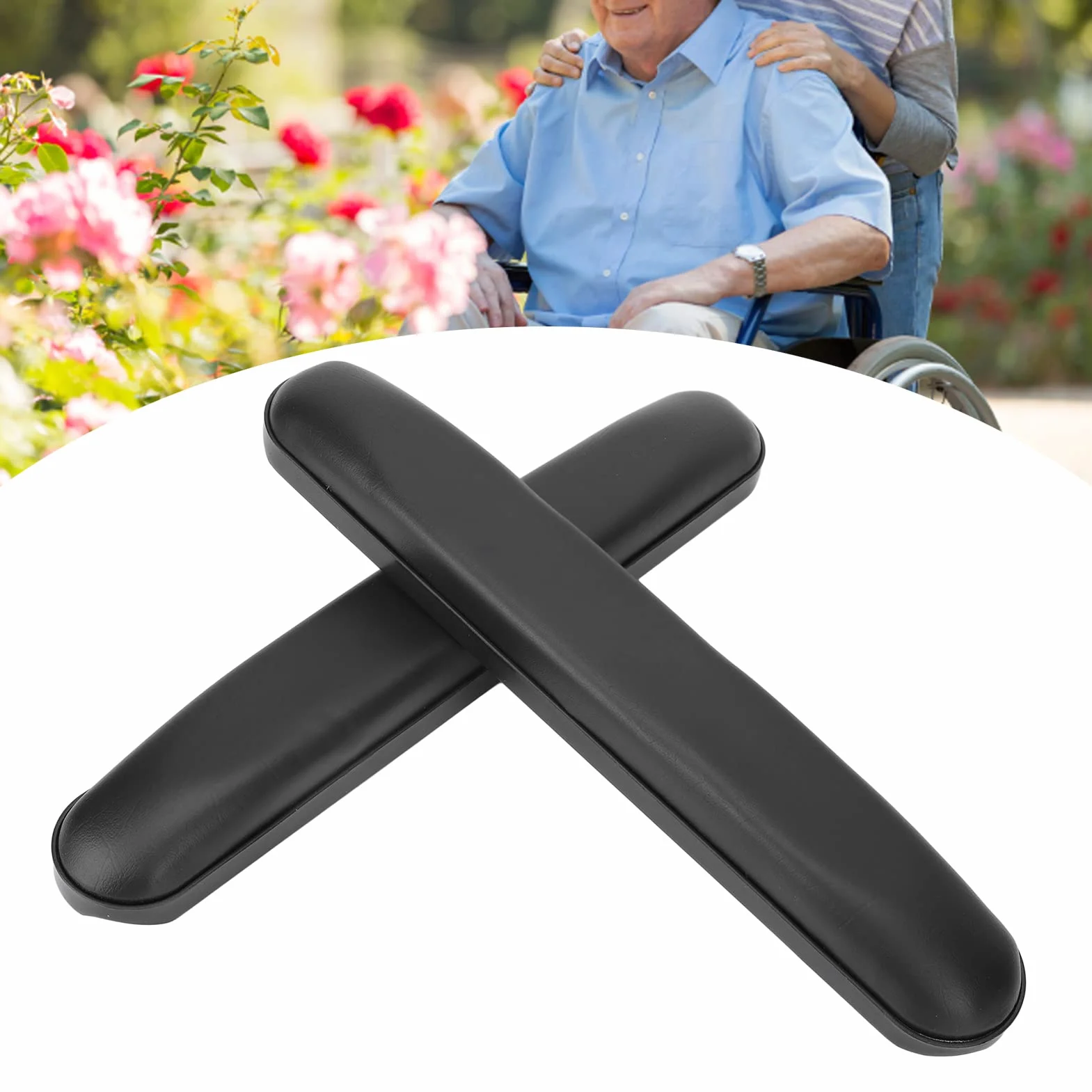 Fyearfly Bracciolo per sedia a rotelle, 1 paio di cuscinetti per braccioli impermeabili resistenti all'usura con viti per sedie a rotelle