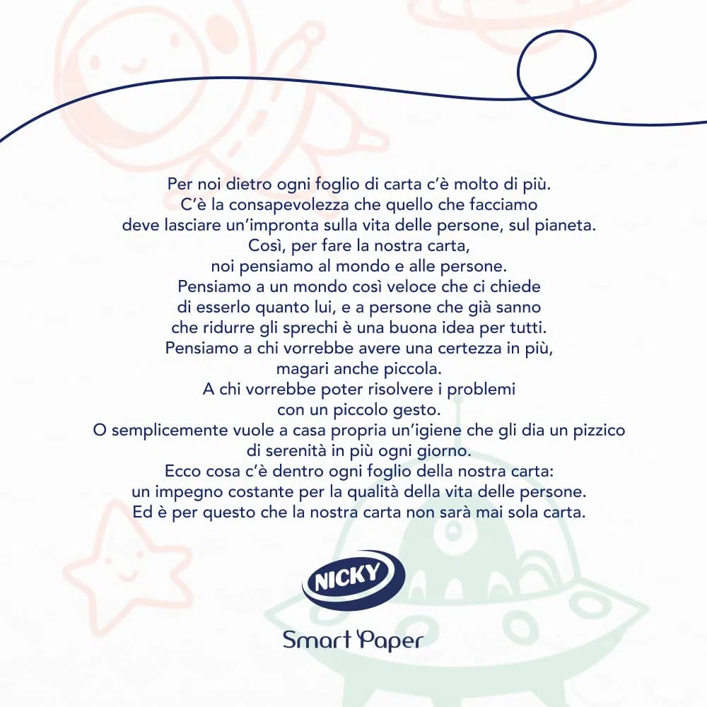 Nicky Kids – 42 Rotoli di Carta Igienica per Bambini, 170 Soffici Fogli a 3 Veli, Quattro Simpatiche e Colorate Trame, Ogni Rotolo Racconta una Storia, Carta 100% Certificata FSC