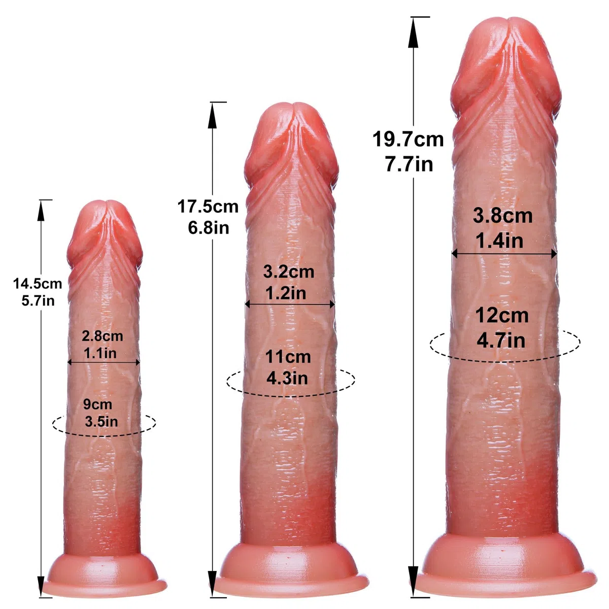 Set di 3 dildo realistici in silicone per principianti(piccolo,medio,grande)dildo con ventosa per punto G per piacere anale e vaginale,plug anale a forma di pene,giocattoli sessuali per lesbiche e gay