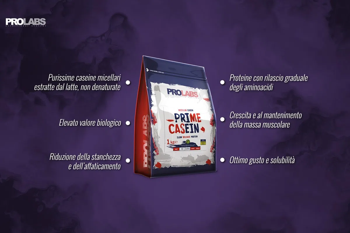 PROLABS PRIME CASEIN - 1 Kg - Vaniglia - Integratore alimentare di proteine del latte - Purissime caseine micellari - Crescita e mantenimento della massa muscolare