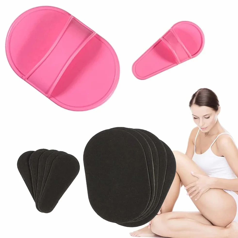 10 Pezzi Set di Tamponi per Depilazione, Guanto Depilatorio di Rimozione dei Capelli di Guanto di Depilazione di 2 Misure 8 Cartine Levigate Fine Nero Esfoliazione per Donna Depilazione Labbro Viso