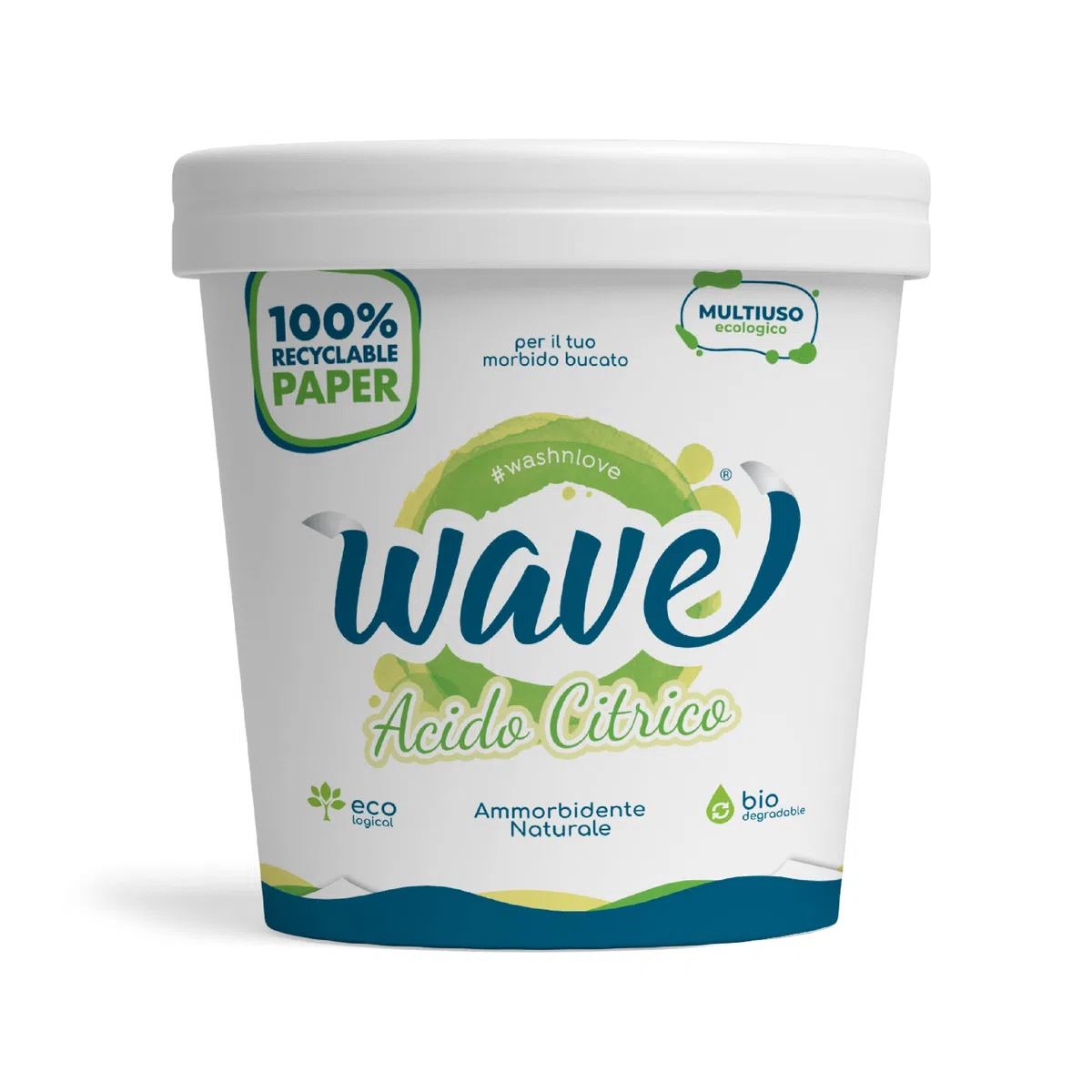 Wave Washing Acido Citrico - Ammorbidente Lavatrice & Decalcificante Macchina Caffè Naturale - Anticalcare e Brillantante Multiuso - 100% PLASTIC FREE - 1 kg - 75 lavaggi o 50 decalcificazioni