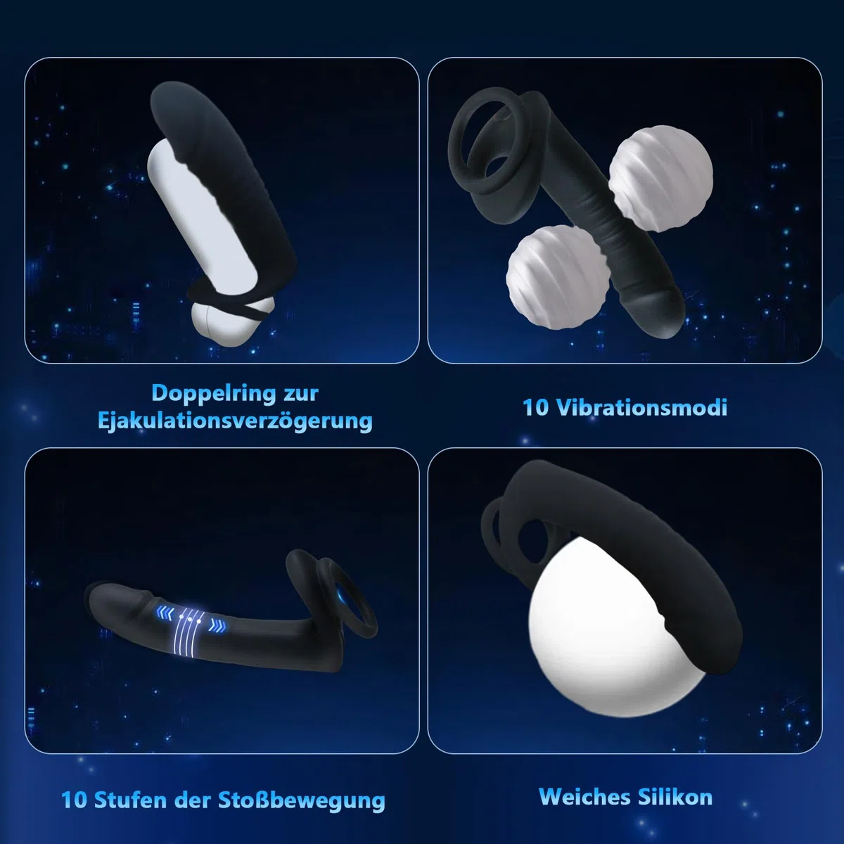 3 IN 1 Vibratore Anale con Anello, Vibratore Anale Dildo, Stimolatore Prostata Anal Plug Sex Toys 10 Modalità di Spinta e Vibrazione Doppio Penetratore Sex Toys con Telecomando per la Coppia
