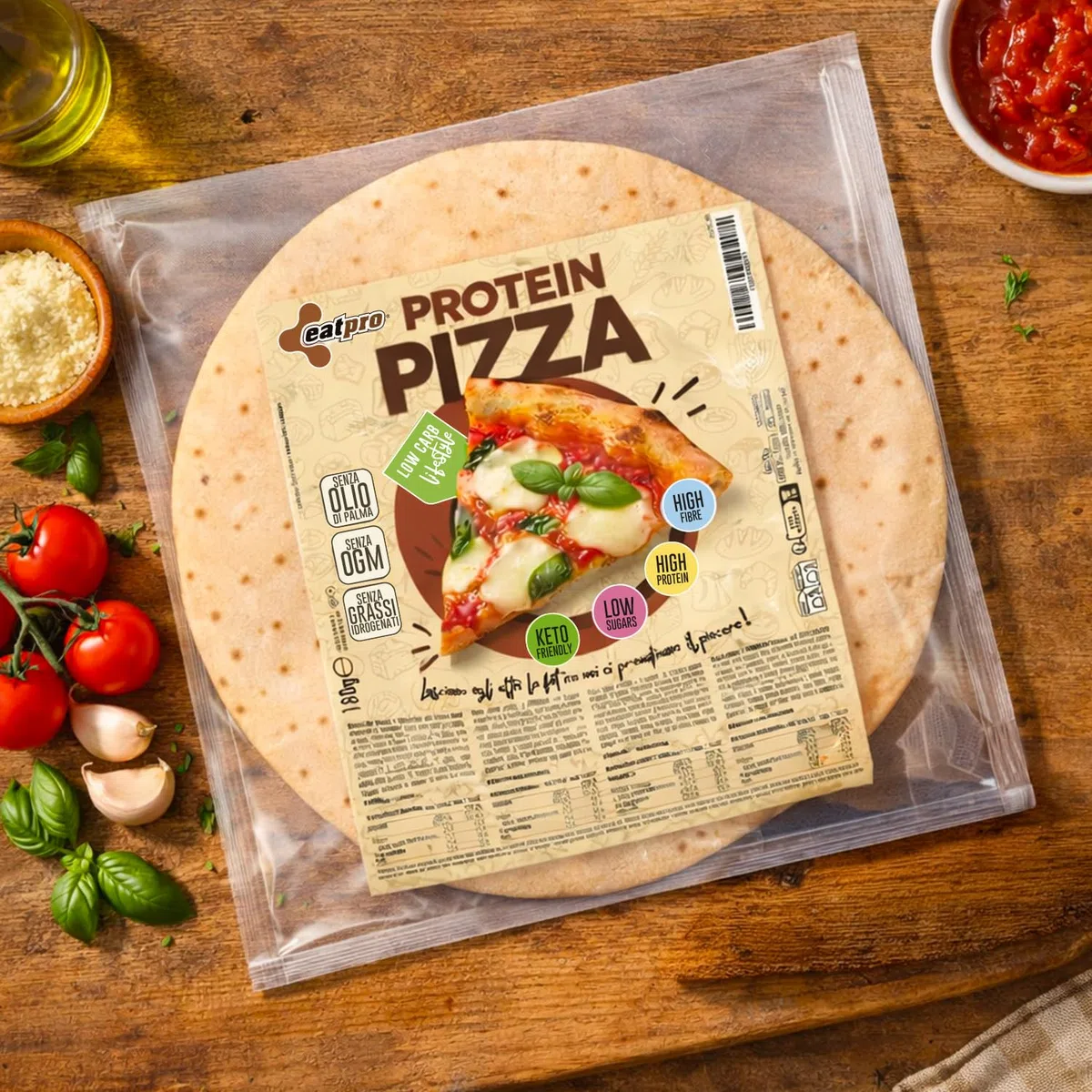 Pizza Proteica Senza Carboidrati EatPro 1 Base Pizza Keto da 180g 12% Carboidrati, 18% Protein Pizza Chetogenica, Low Carb Keto Diet Cibo Proteico, 25% Fibre, Dieta Chetogenica Prodotti