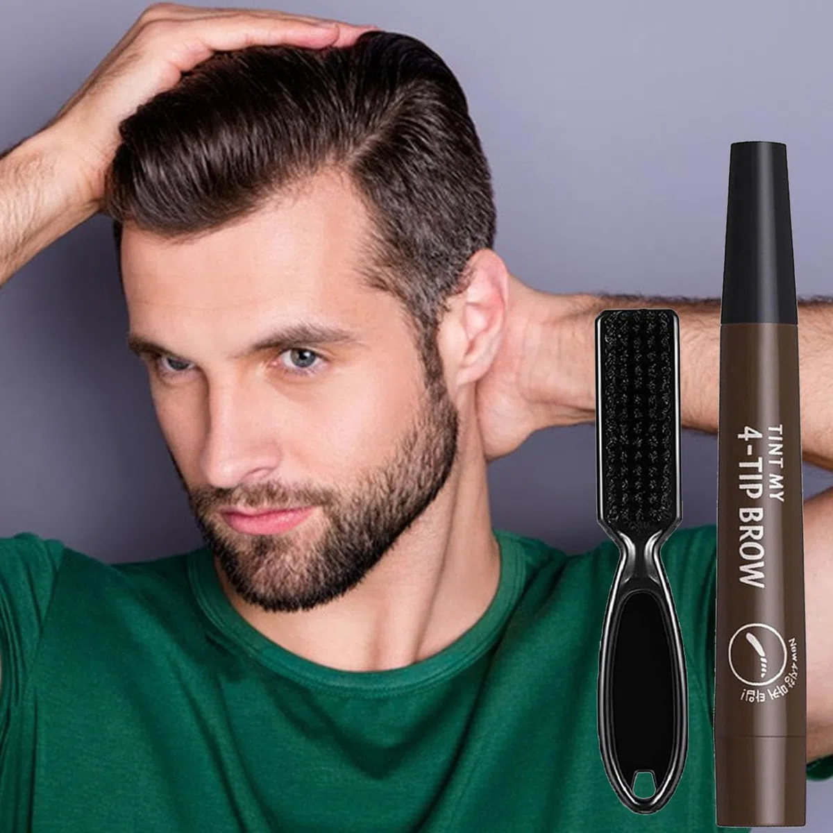 Penna per barba - Penna per riempimento barba resistente all'acqua - Matita per capelli con copertura lunga durata, riempitivo per barba per trucco barba, finitura naturale, riparazione baffi Qumiuu