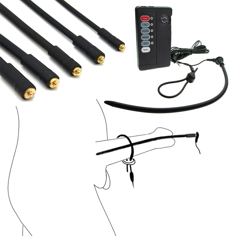 Elettrostimolazione sessuale Set catetere uretra uomo sonde uretrali elettriche con anelli per pene uretra, dilatatori uomo, lunghezza 250 mm, Ø 4/5/6/7/8 mm